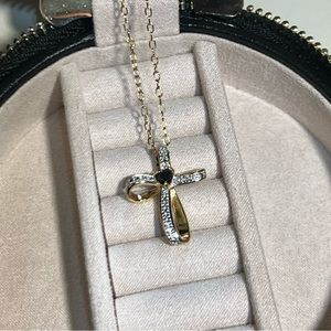 Diamond Accent 18k Gold-Plated Cross Pendant